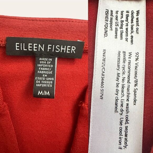 EILEEN FISHER Viscose Jersey Split Neck Dress Mandarin Size M - Picture 12 of 16
